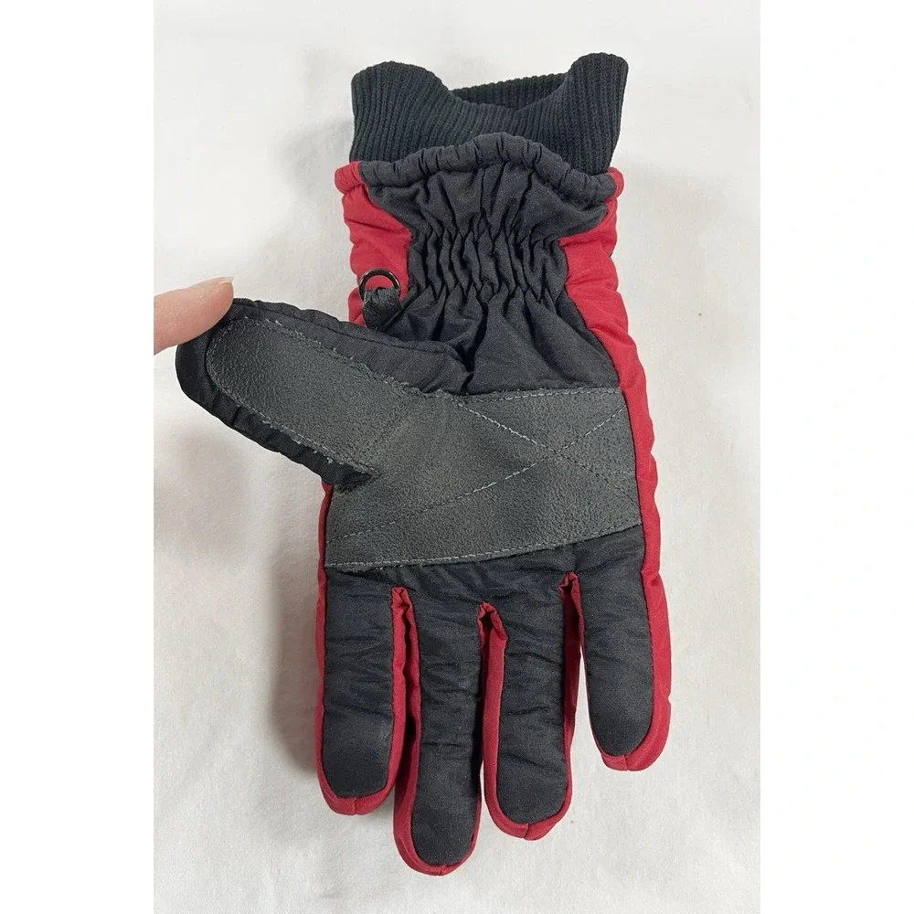 Vintage 1970s McGregor Taslan Ski Gloves Red Black Insulated Youth Large 10 12